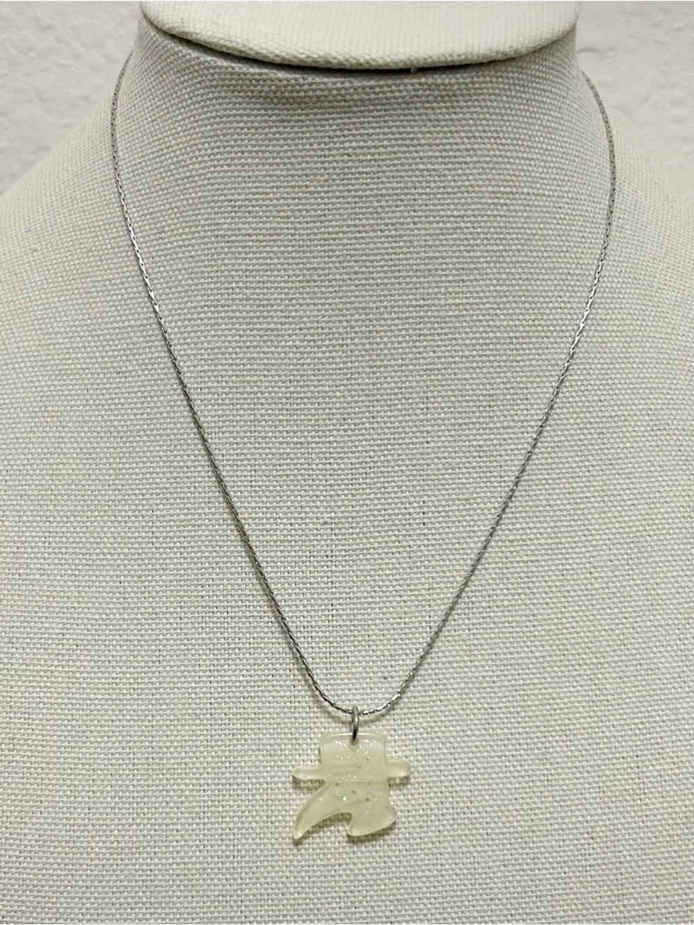 Silver Necklace with Cream Plague Doctor Charm